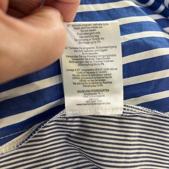 PFERGARTEN BLUE WHITE FOLK STRIPE PEASANT STYLE DRESS - Picture 13 of 13